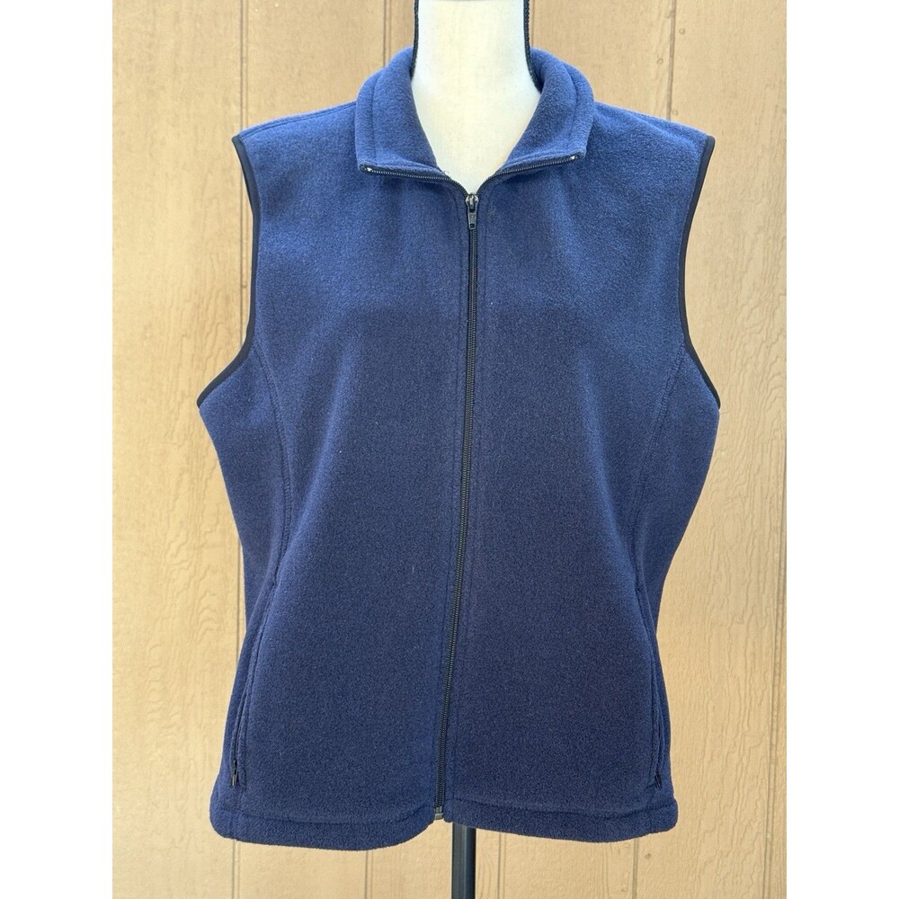 Eddie Bauer Women’s Fleece Polartec Navy Blue Full Zip Vest Jacket size XL